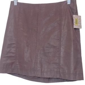 Free People size 10 brown wax coated leather HR mini skirt